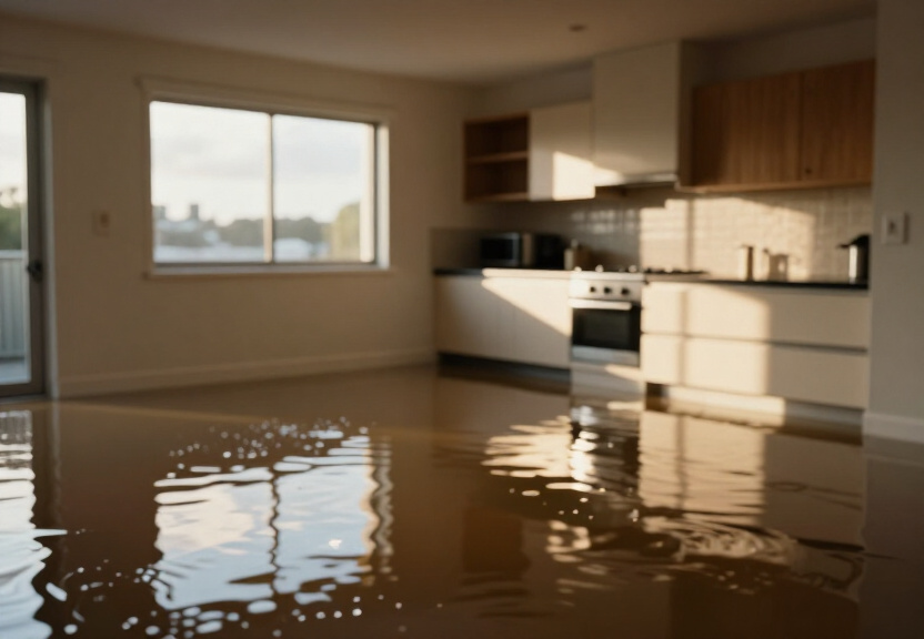 Wet carpet in Alfords Point home before drying